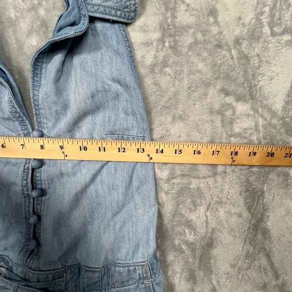 Free People We The Free Dion Jumpsuit Women Blue Denim Halter Wide Leg Boho S - Picture 12 of 15